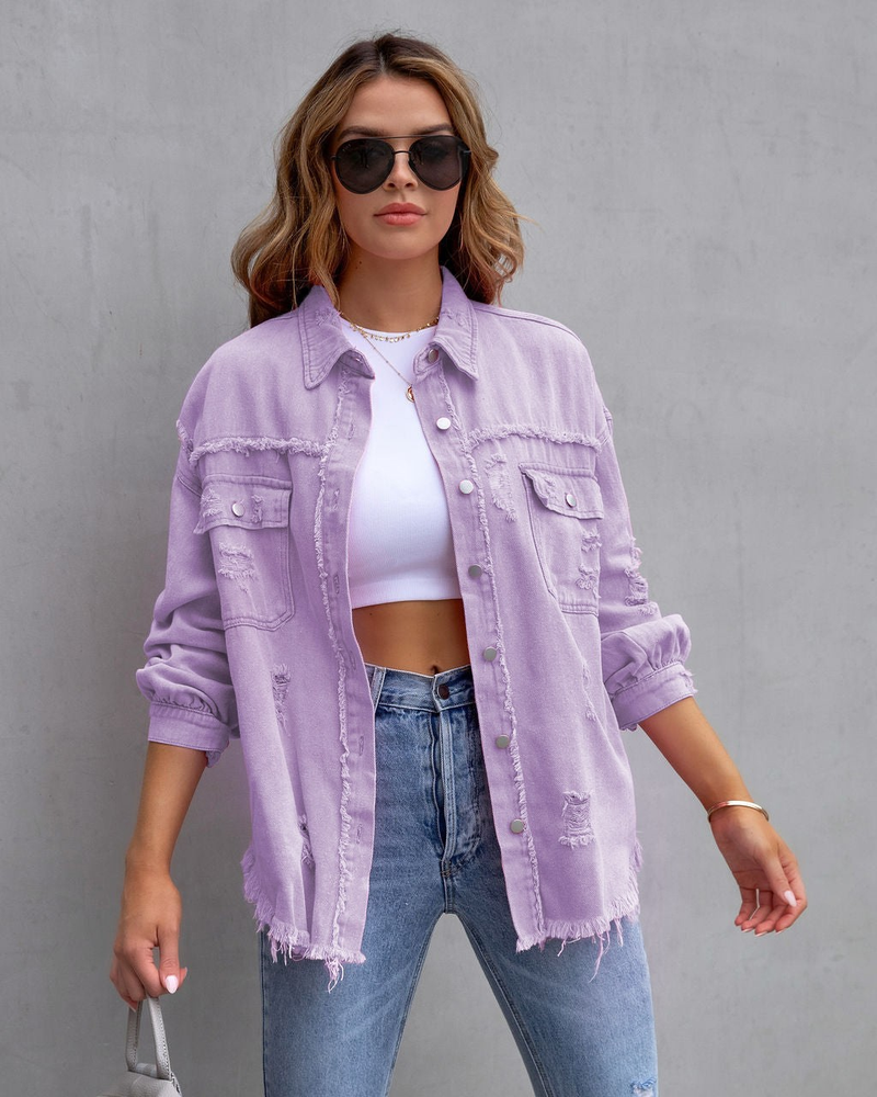 Lusumily Nueva Camisa Vaquera Estilo Primavera Otoño para Mujer Abrigo de Jean Casual para Mujer Ropa de Abrigo para Vacaciones Abrigo de Dama Estudiante_voghion.com