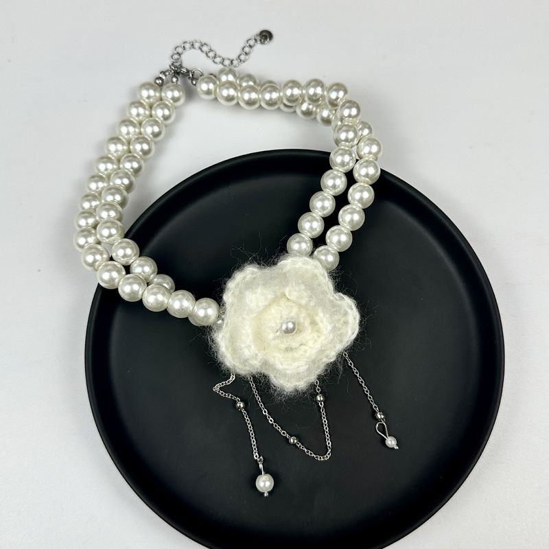 Französische Kamelienperlenkette, Leichter Luxus, Nischendesign, High-End-Feeling, Langer Taillen-Kleiner-Duft-Stil, Körperkette,_voghion.com