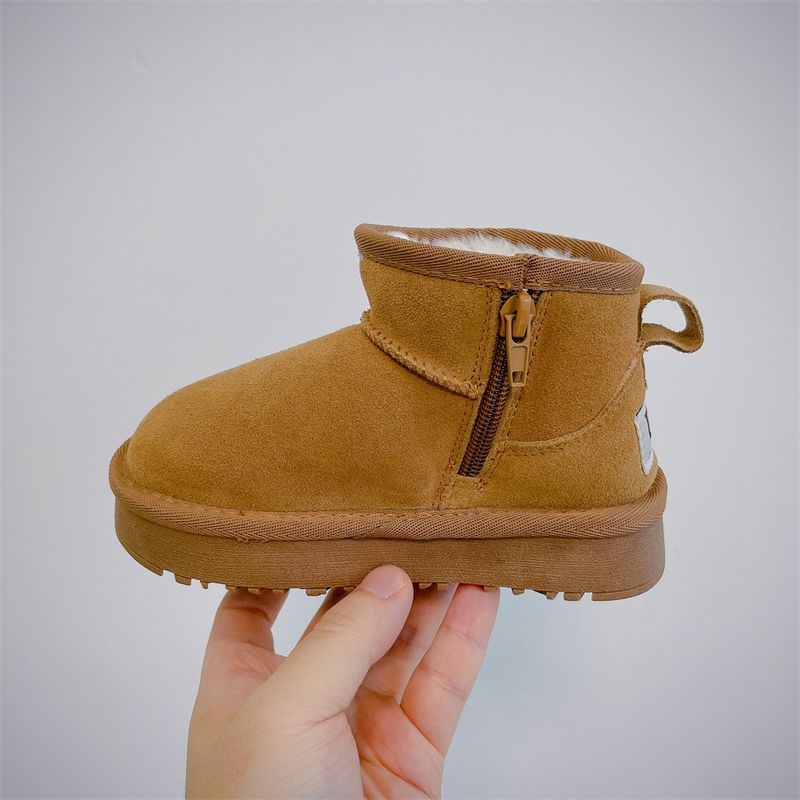 2024 nuovi stivali da neve per ragazzi con suola spessa in pelle smerigliata per la moda invernale, stivali grandi e caldi in cotone per bambini ispessiti_voghion.com