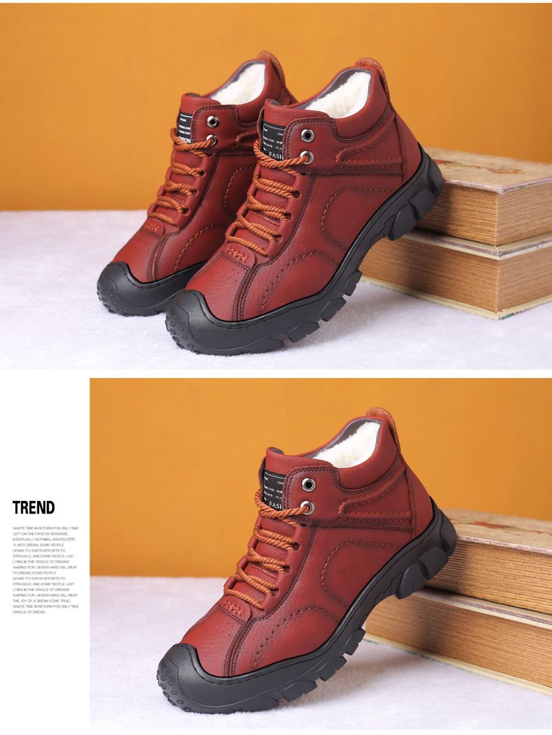 Herrenschuhe Baumwollschuhe Herrenpelzschuhe Wollwinter Fleece-gefütterte warme verdickte High-Top Anti-Rutsch-Schneestiefel für Herren im Nordosten_voghion.com