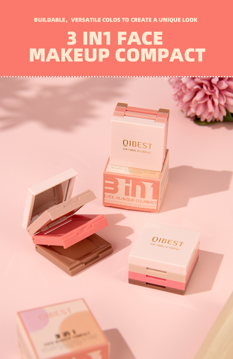 Carina QIBEST3 in 1 Gesichts-Make-up-Box Hochglanz-Rouge Perle polarisiert dreidimensionale matte natürliche nicht fliegende Puderauge_voghion.com