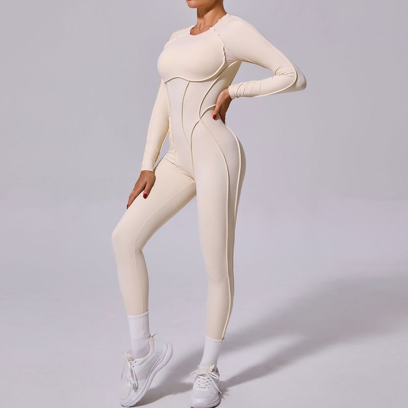 Tongfei New Winter One-Piece Sports Yoga Suit Backless Sleeve Long Pants Bodysuit Tight-Fitting 10122_voghion.com