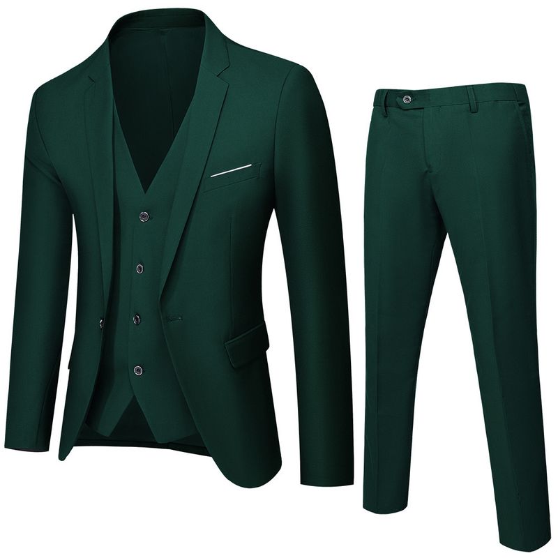 CT Herren Business Casual Hochzeit Bräutigam Smoking Anzug Einfarbig Dreiteiliges Set_voghion.com