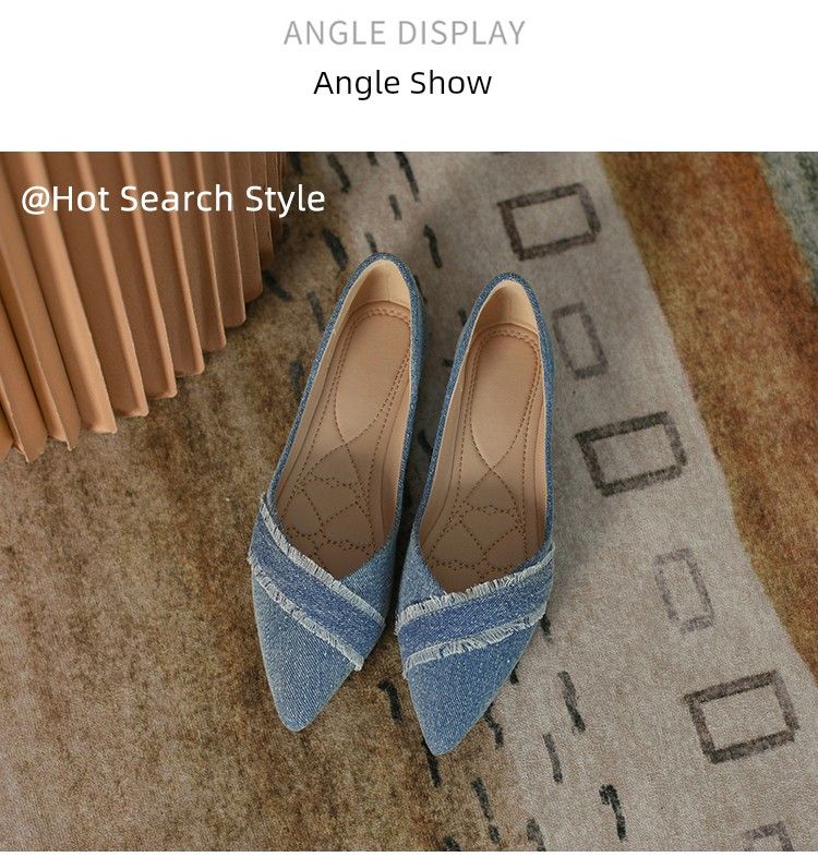 2025 New Arrival Flats Pointed Toe Low-Cut Denim Single-Layer Women's Slip-on Easiest For Match Soft Bottom Smart Flat_voghion.com
