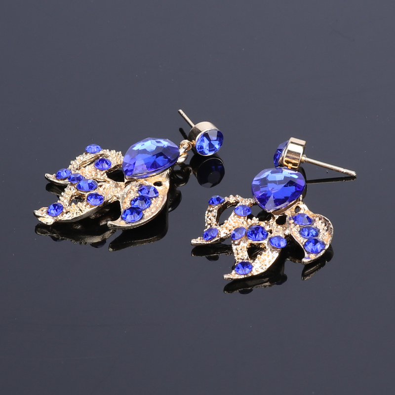 Set di bigiotteria da donna, da sposa, con strass, in cristallo, con collana di fiori e orecchini, per feste_voghion.com