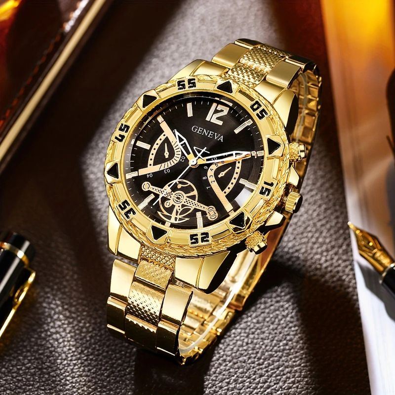 Men's High End Business Quartz Watch With Large Dial, Men's Steel Belt Watch, Men's_voghion.com