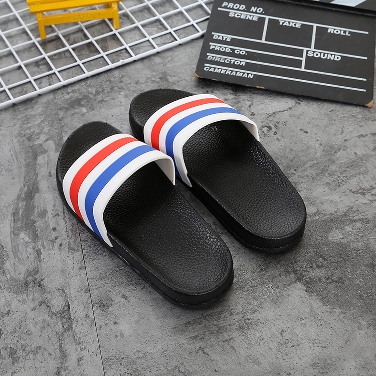 Summer Striped Home Non-slip Slippers Women's Indoor Flip Flops New Fashion three-bar sandals factory direct sales_voghion.com