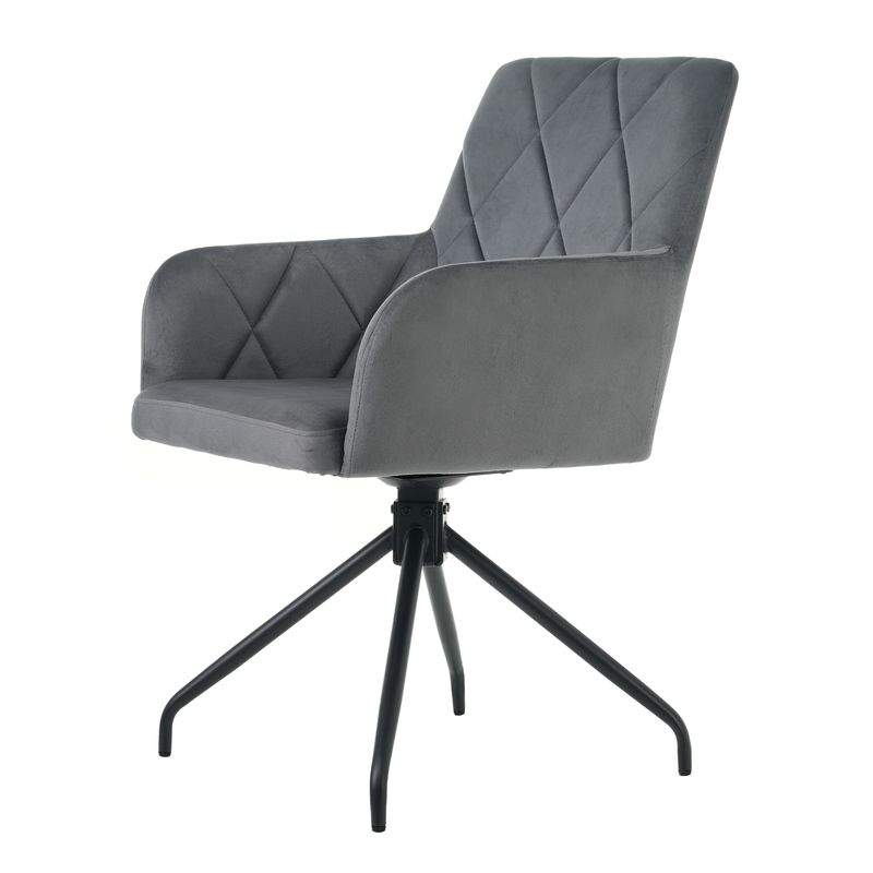 6er Set Drehbare Esszimmerstühle Mit Rautenmuster, Samt Anthrazit_voghion.com