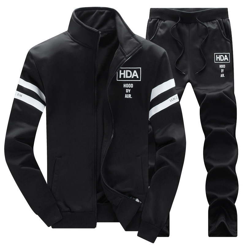 Nuovo set da uomo HDA con giacca sportiva e colletto alla coreana, casual e alla moda, a maniche lunghe_voghion.com
