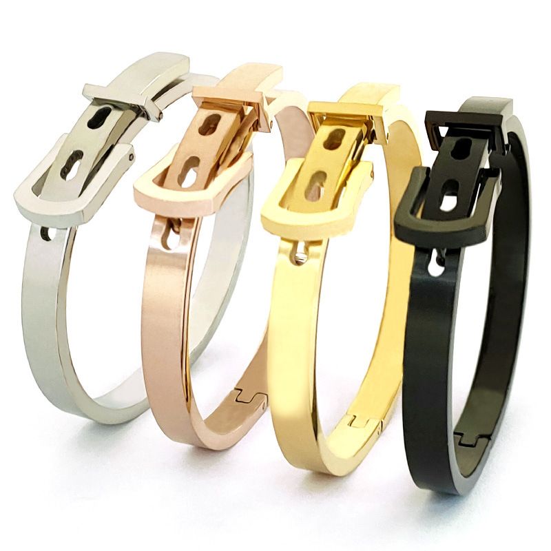 Bracciale con fibbia per cintura in acciaio inossidabile al titanio multicolore da donna in stile coreano_voghion.com