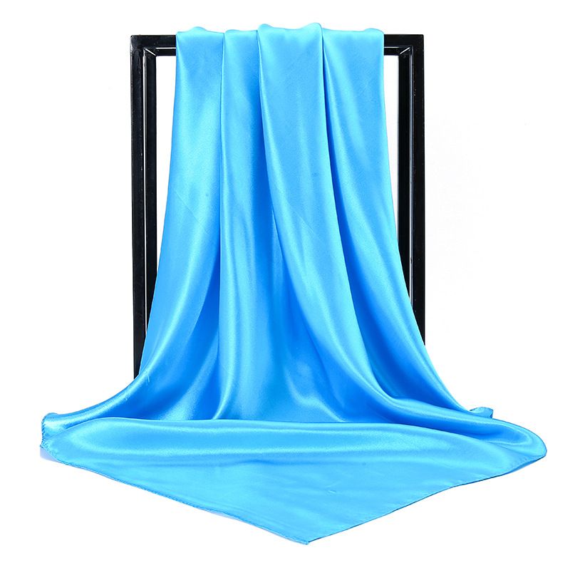 Neue Satin frauen Reine Farbe Kopftuch Seide Einfarbig 90 Satin Professionelle Stewardess Quadrat Schal Yw102_voghion.com