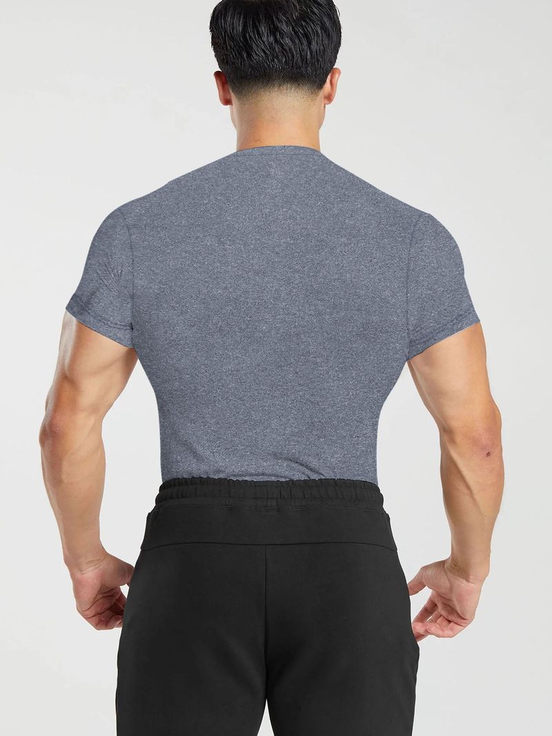 Maglietta da uomo a maniche corte con scollo tondo ad asciugatura rapida, abbigliamento da allenamento per basket, corsa, sport e fitness_voghion.com