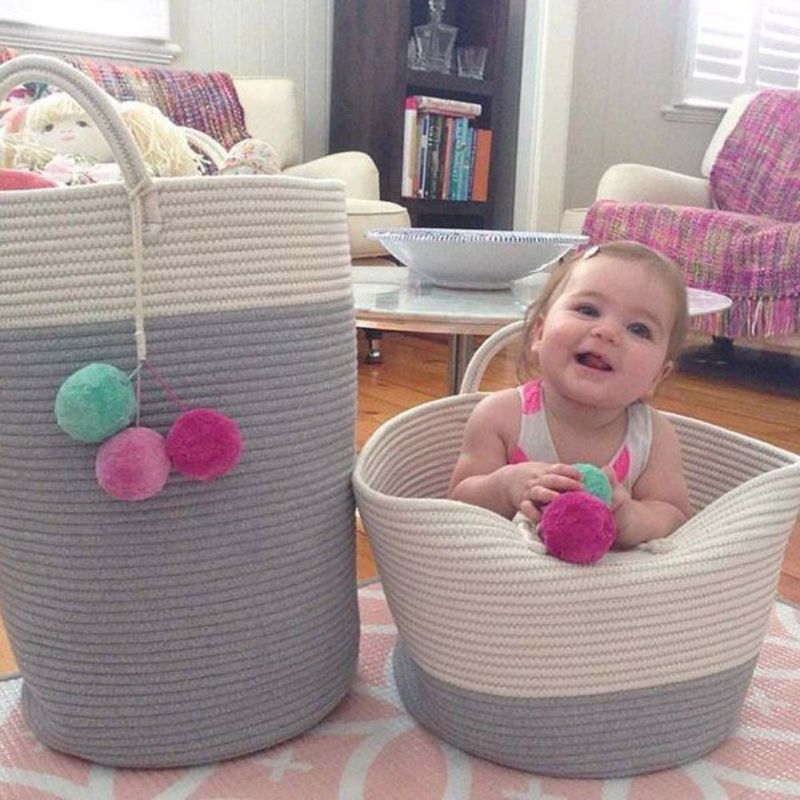 Strong Toy 2 Baskets Nursery Woven Storage For Large Cn Blanket Hamper Handles With Basket Rope X Baskets Laundry_voghion.com