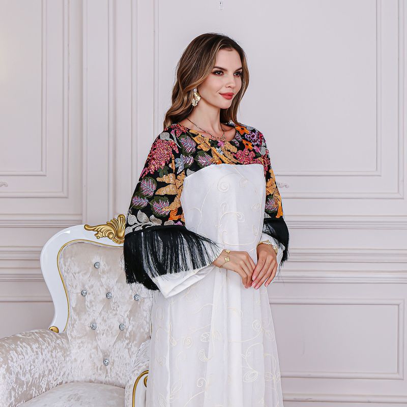 Muslim Embroidered Sequin Women's Dress Abaya New Style Evening Gown_voghion.com