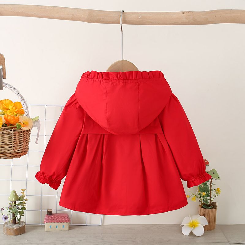 Forårspiger Ny trenchcoat frakke i koreansk stil Wind Langærmet Pure Color Enkeltradet Lang Frakke Babytøj til 0 måneder til 3 år gamle piger_voghion.com