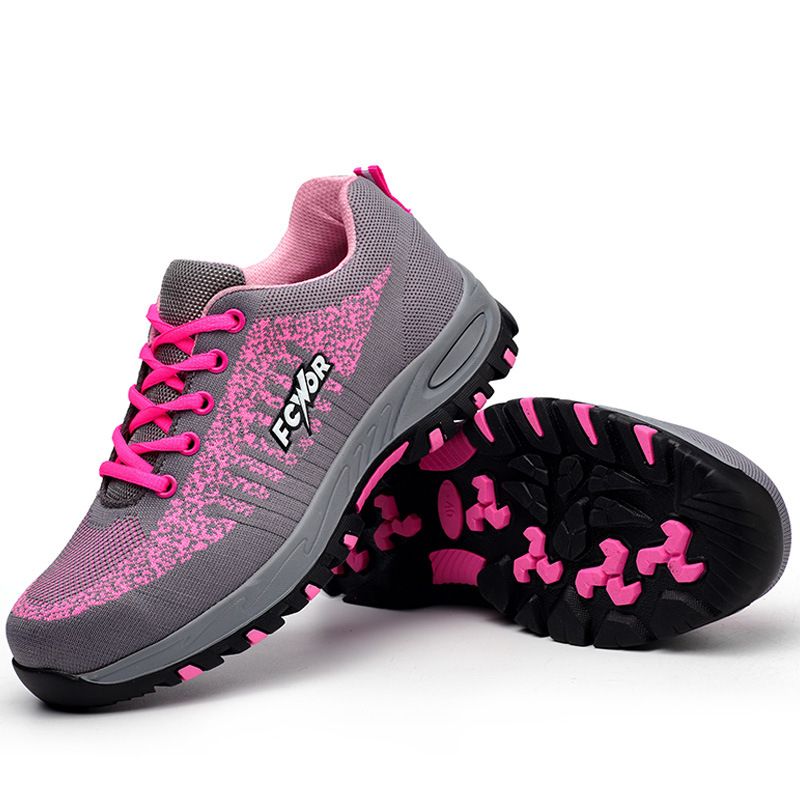Pantofi de protecție a muncii, oțel, baotou, pantofi sport pentru femei, țesătură zburătoare, anti-zdrobire, anti-punctură, pantofi de protecție confortabili, ușori_voghion.com