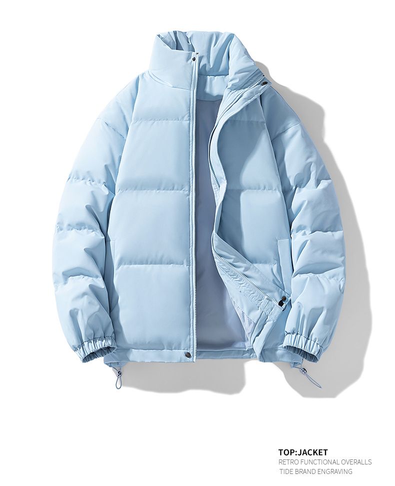 Giacca imbottita in cotone con collo alto tinta unita per uomo e donna 2025, nuova giacca invernale ispessita, calda e alla moda, casual, da coppia_voghion.com