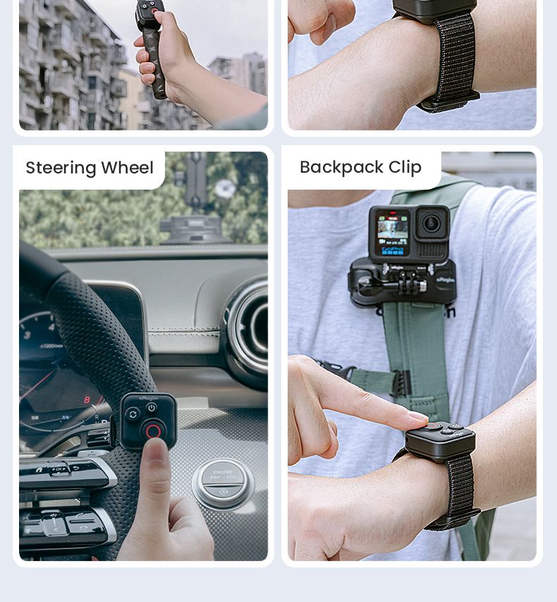 Wireless Bluetooth Remote Control With Wrist Strap For Insta360 X5/X4/Ace Pro Go Pro Hero13/12/11/10 IOS/Android Action_voghion.com