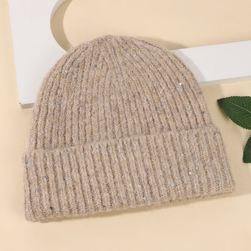 Grenzüberschreitende gestrickte Herbst-Winter-Vintage-vielseitige warme verdickte Mode einfarbige Kopfwickel-Wollmütze_voghion.com