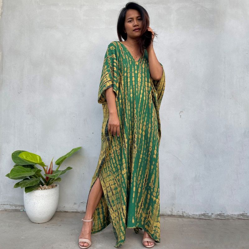Robe de plage en rayonne pour femmes, tenue de vacances à fleurs teintes _voghion.com