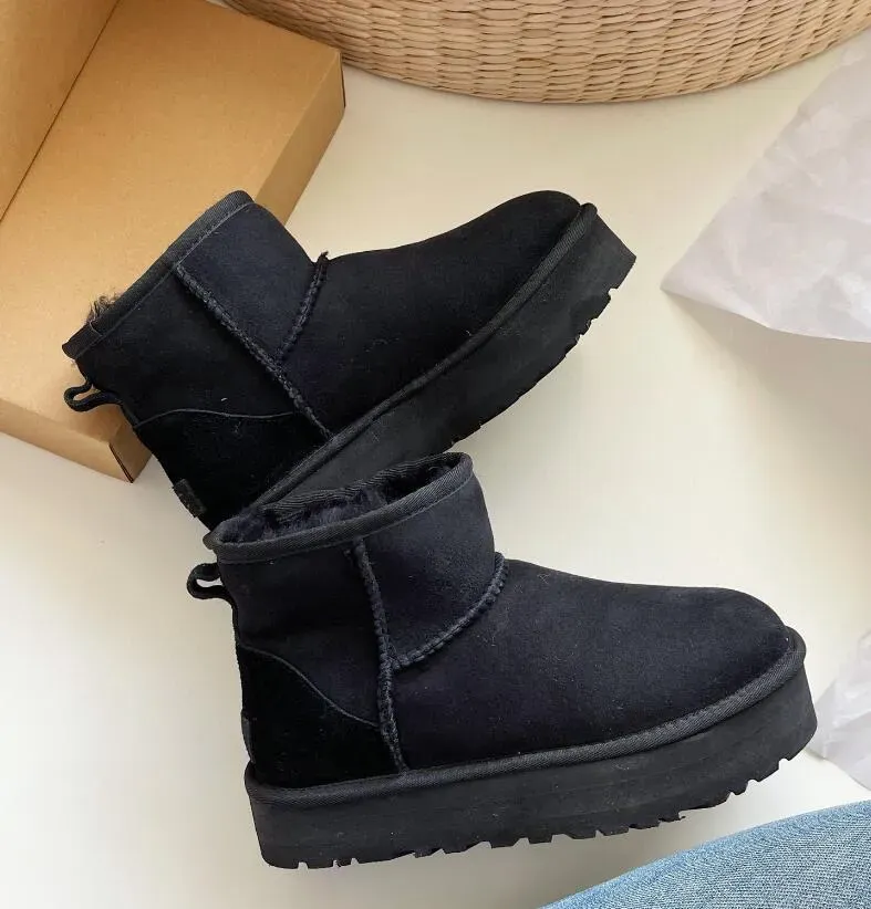 Stivali da neve con plateau mini australiani da donna, con suola spessa, caldi stivali da neve in pelliccia, stivaletti australiani morbidi e morbidi, Tazz_voghion.com
