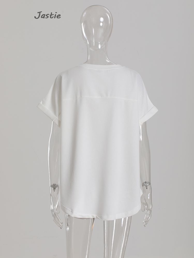 hot selling 2024 Spring And Summer Sequin Baseball Game Loose T-Shirt Women's Short-Sleeve O-Neck Pullover Top_voghion.com