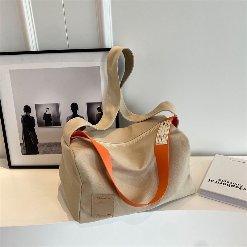 Grande capacidade nova bolsa de lona minimalista classe estudante bolsa diagonal de ombro único, bolsa de travesseiro feminina_voghion.com