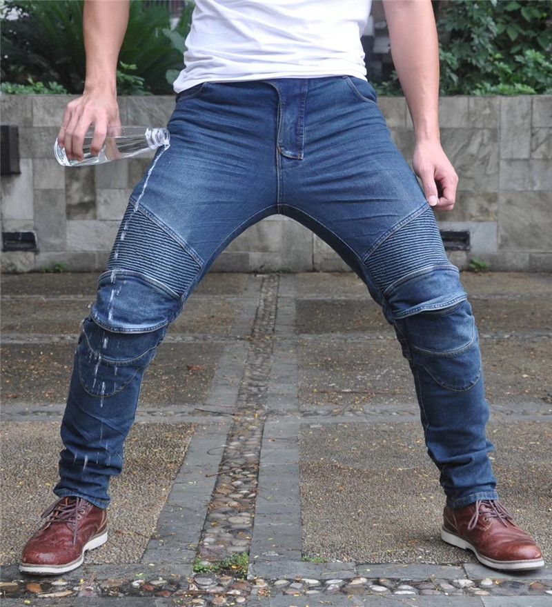 Jeans da motociclista per uomo e donna - Impermeabili, antivento e traspiranti per tutte le stagioni con protezioni integrate per le ginocchia - Denim elasticizzato per il massimo comfort_voghion.com
