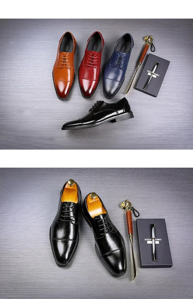 Herren Klassische Retro Derby Schuhe Herren Business Kleid Büro Lederschuh Flats Männer Mode Hochzeit Party Oxfords EU Größe_voghion.com