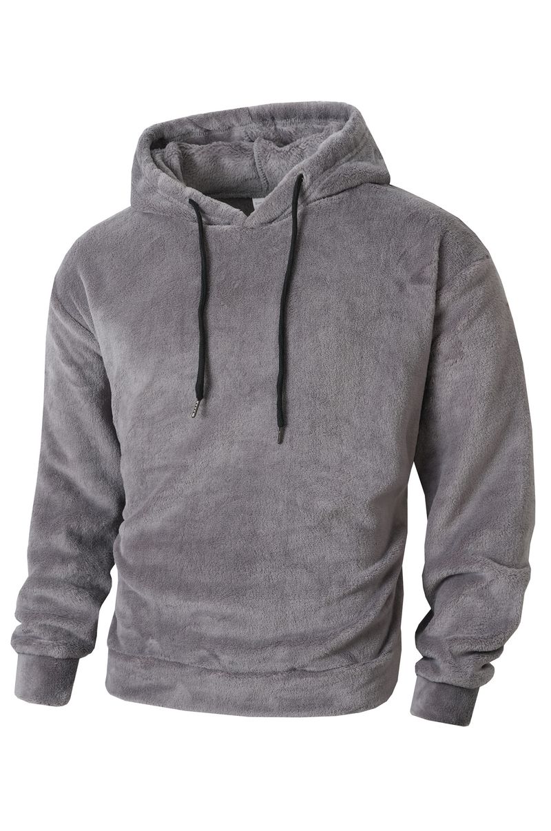 Felpa con cappuccio foderata in pile da uomo - Felpa oversize con cappuccio (grigio/marrone chiaro/nero, S-2XL)_voghion.com