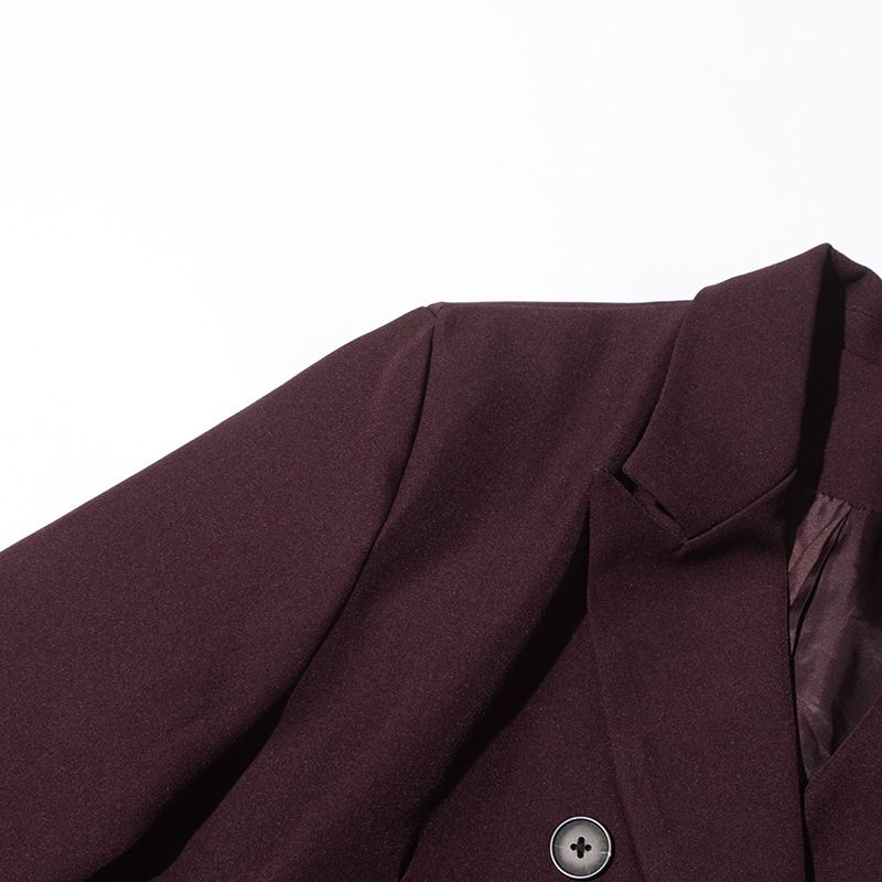 Women’s Elegant Long Trench Coat – French-Inspired Double-Breasted Coat With Notched Lapel (Angora Red/Black, S-XL, Wrinkle-Resistant)_voghion.com