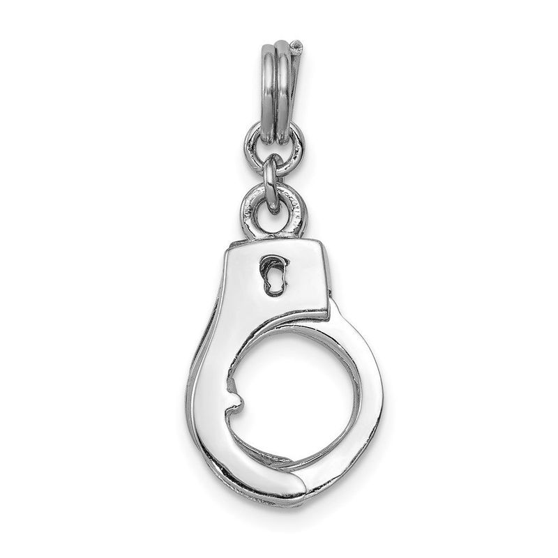 Sterling Silver Rhodium-platedPolished Movable Handcuffs Charm_voghion.com