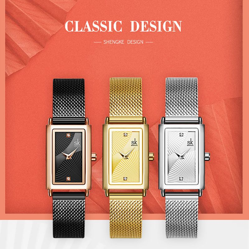 Yamaler SHENGKE orologio da polso con display analogico con cinturino in rete impermeabile alla moda da donna_voghion.com