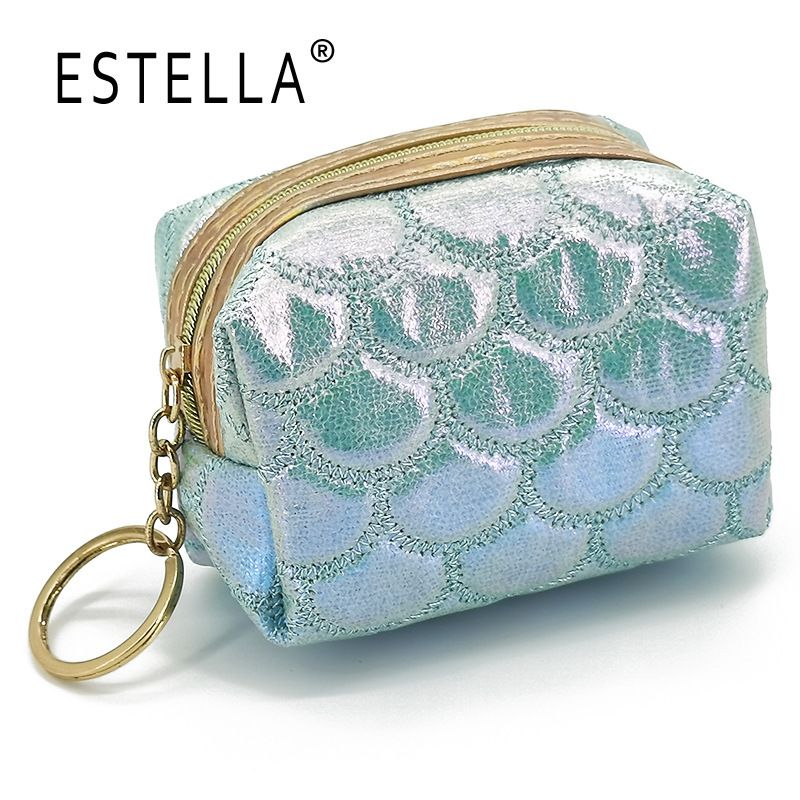 Borsa portatile con ricamo a squame di pesce iridescenti, mini borsa portaoggetti, portamonete portatile_voghion.com