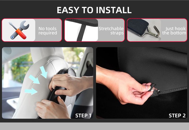 For Tesla 3 Model Y Seat Back Protector Backseat Kick Mats For Kids Extra Organizer Pocket_voghion.com