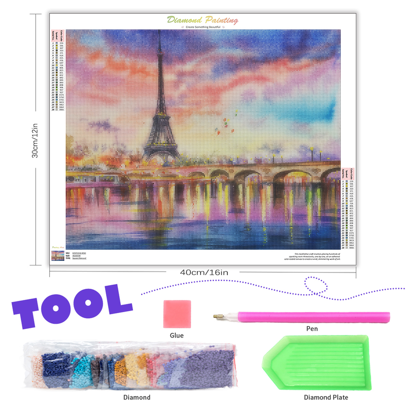PhotoCustom 5D-Diamantgemälde, vollständiger runder Bohrer, Diamant-Stickerei, wunderschöne Turmlandschaft, Diamant-Mosaikbild_voghion.com