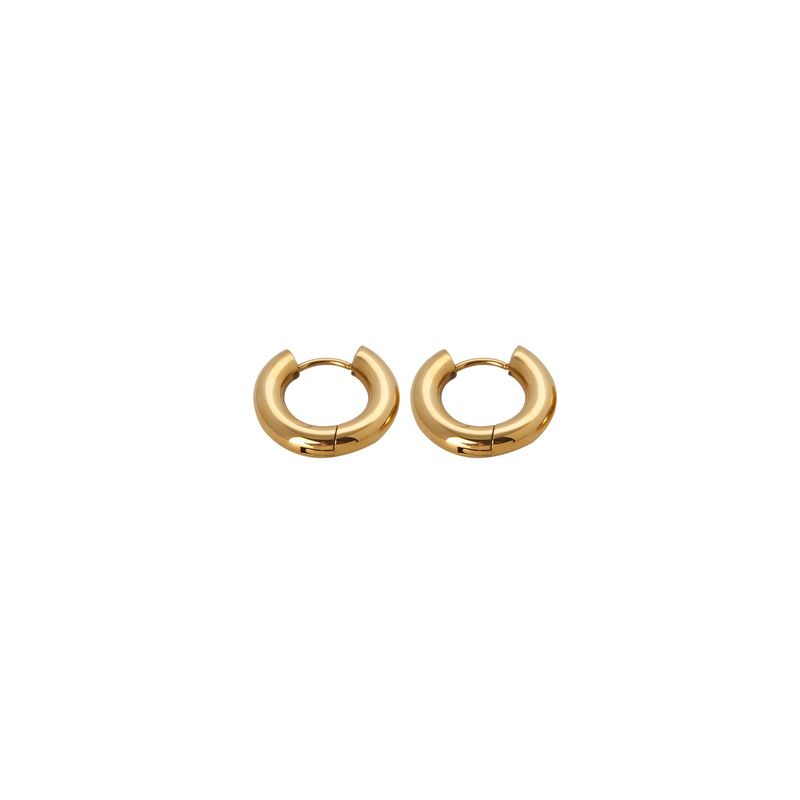 Orecchini a cerchio unisex placcati in oro, stile INS, in acciaio inossidabile, spessi 4 mm_voghion.com