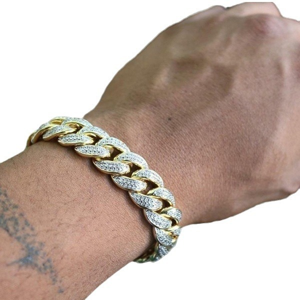 Minimalist Fashion Full Diamond Cuban INS Style Hip-Hop Geometric Punk Trendy Brand Bracelet_voghion.com