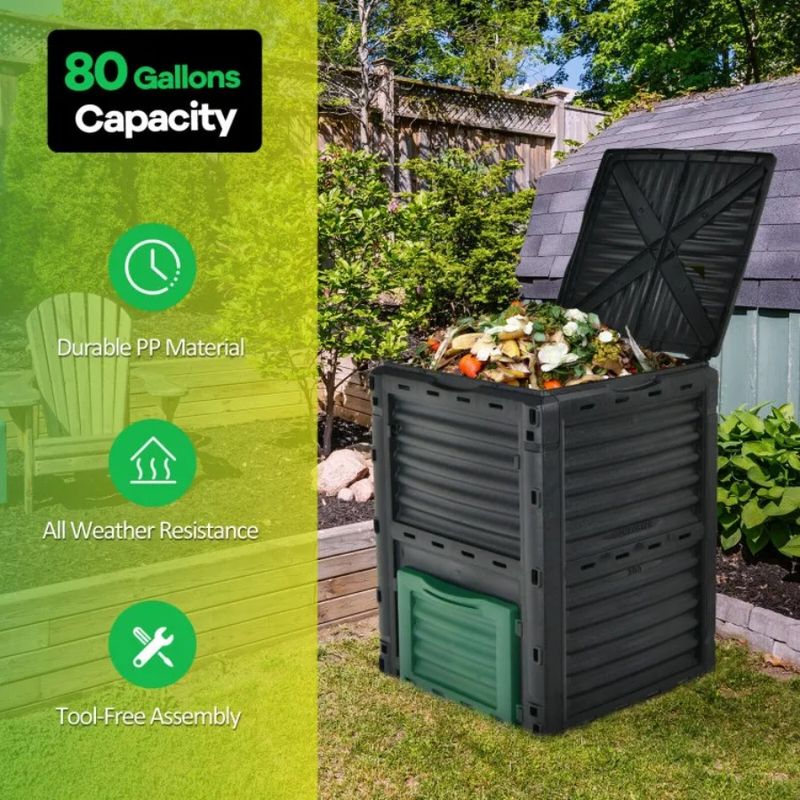 Exit Composter Door Large With 80-Gallon Openable Outdoor And Bottom Lid_voghion.com