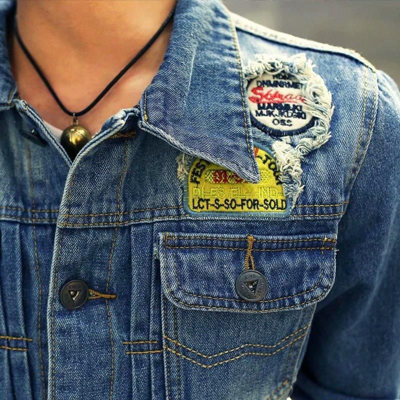 New Frog Button Long Sleeve Workwear Jacket - Washed Vintage Patchwork Casual Shirt Coat For Men & Women (Blue, Sizes S-3XL)_voghion.com