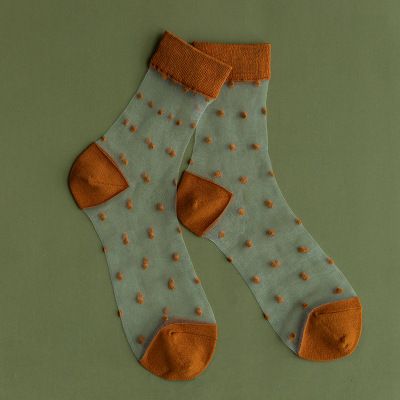 Women's Summer Thin Mid-Calf Glass Silk Long Crystal Breathable Socks_voghion.com