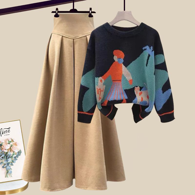 Abbigliamento donna completi invernali da donna, top larghi in due pezzi, gonne eleganti e attillate, completi in due pezzi_voghion.com