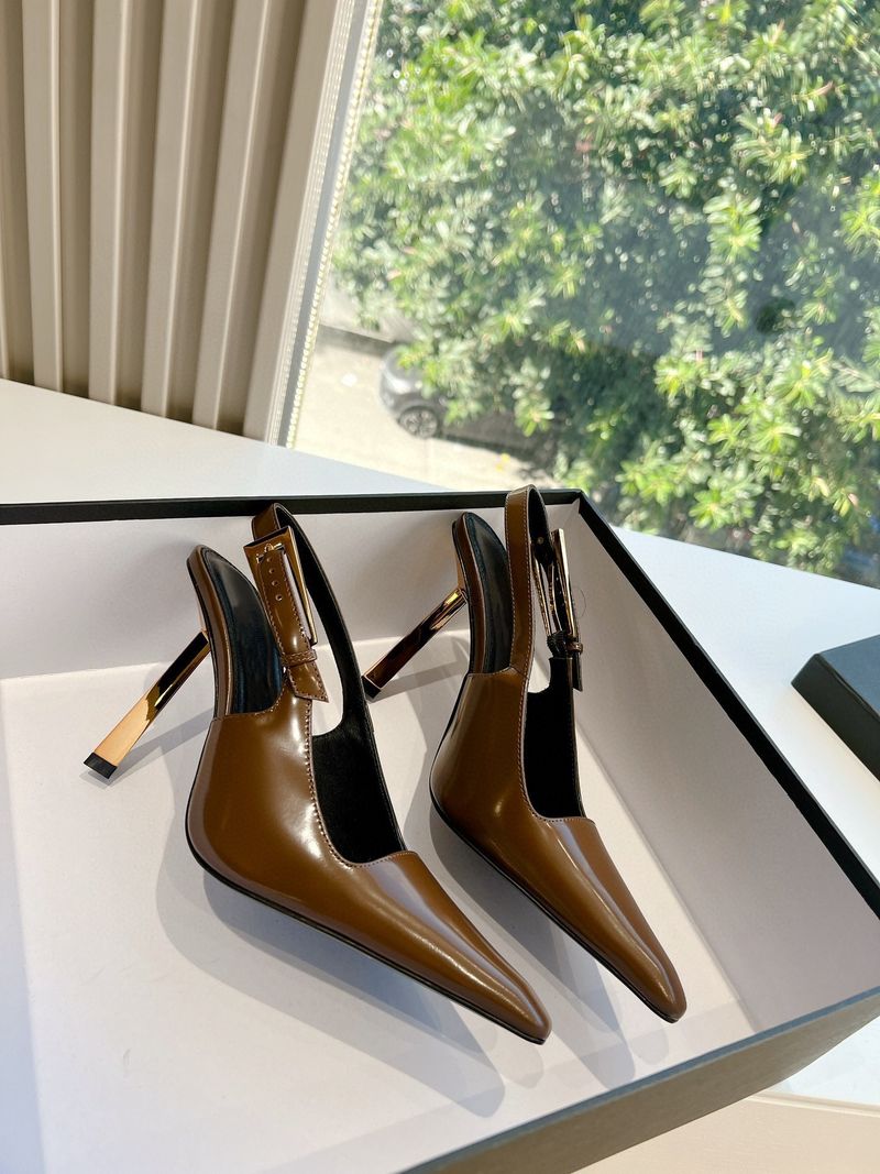 24 Early Spring New Square Rhinestone High Heels Belt Buckle Metal Iron Toe Sandals Park Chae Young Same Style Thin Heel_voghion.com