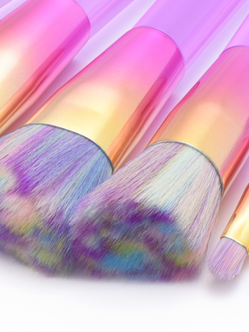 10 neue rosa transparente Make-up-Pinsel-Set_voghion.com