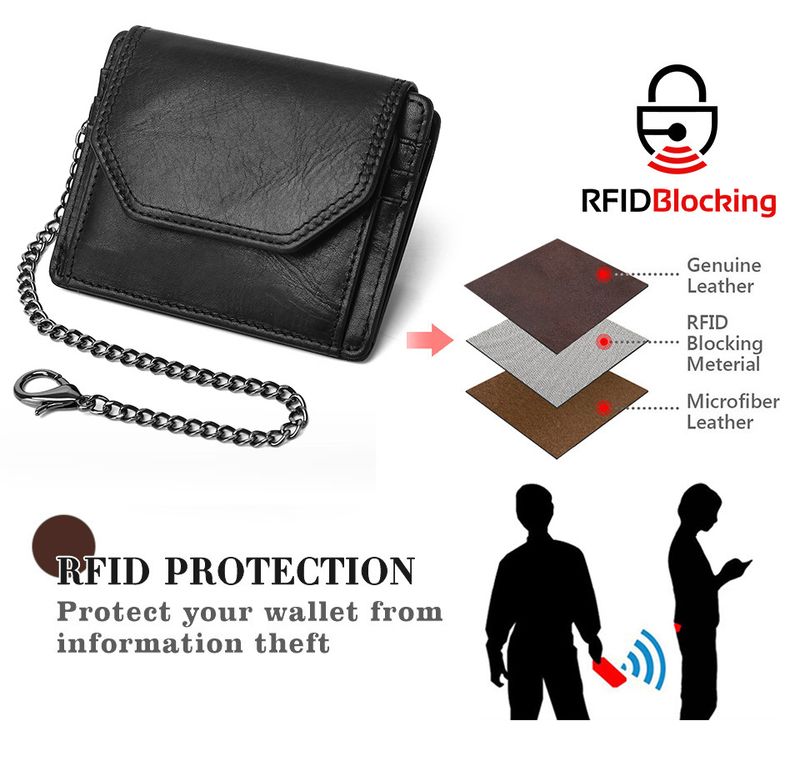 First layer oil wax leather men's RFID anti magnetic and anti-theft real pickup bag short style zero wallet_voghion.com
