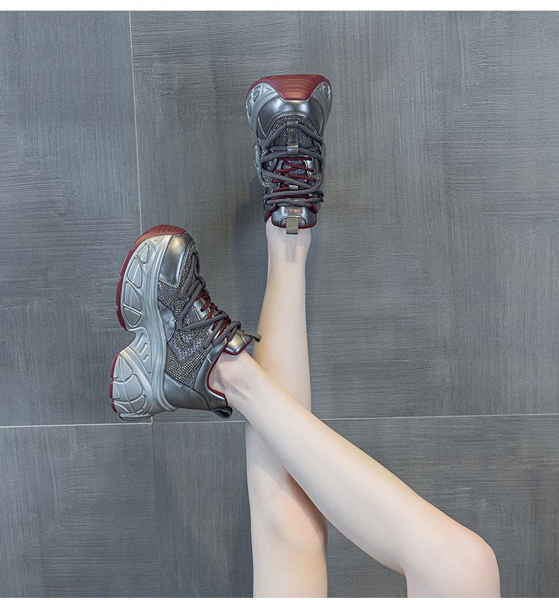 thick-soled Dad Shoes Women's Casual Versatile Fabric 9cm Height-increasing Women's Shoes_voghion.com