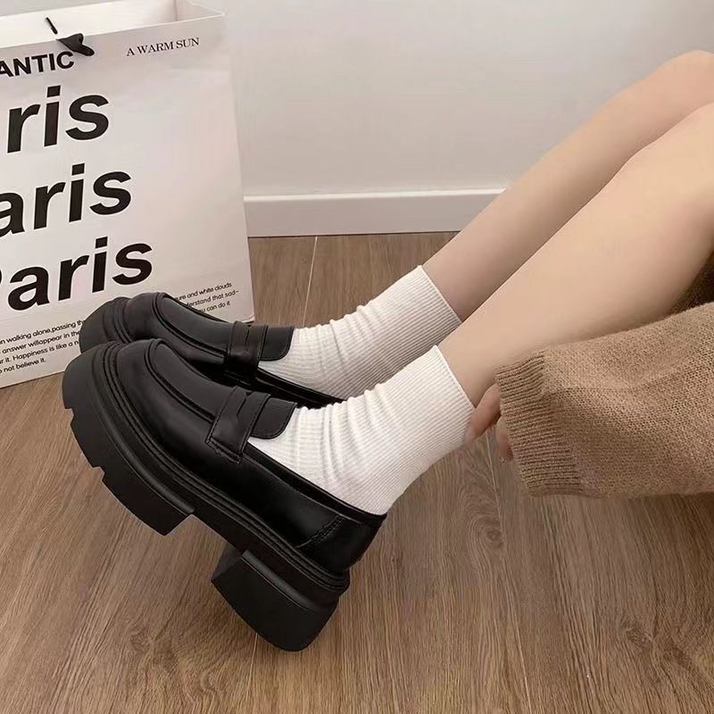 Neue britische Slipper im Frühling und Herbst 2024 mit dicker Sohle und Blockabsatz für Damen._voghion.com