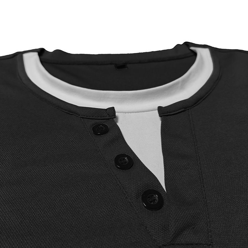 Mehrlagiges Herren-Langarmshirt mit V-Ausschnitt – Doppellagiges Thermoshirt mit Kontrastnähten (Grau/Schwarz/Burgunderrot/Olivgrün/Blau, S-XXXL)_voghion.com