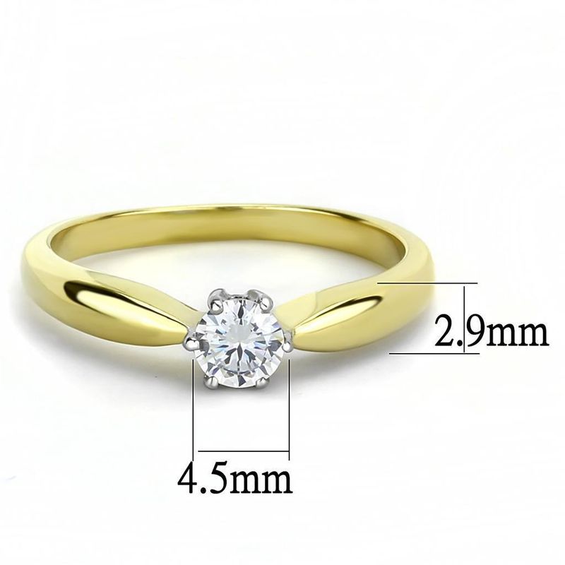 TK3440 - Two-Tone IP Gold (Ion Plating) Stainless Steel Ring with AAA Grade CZ in Clear_voghion.com
