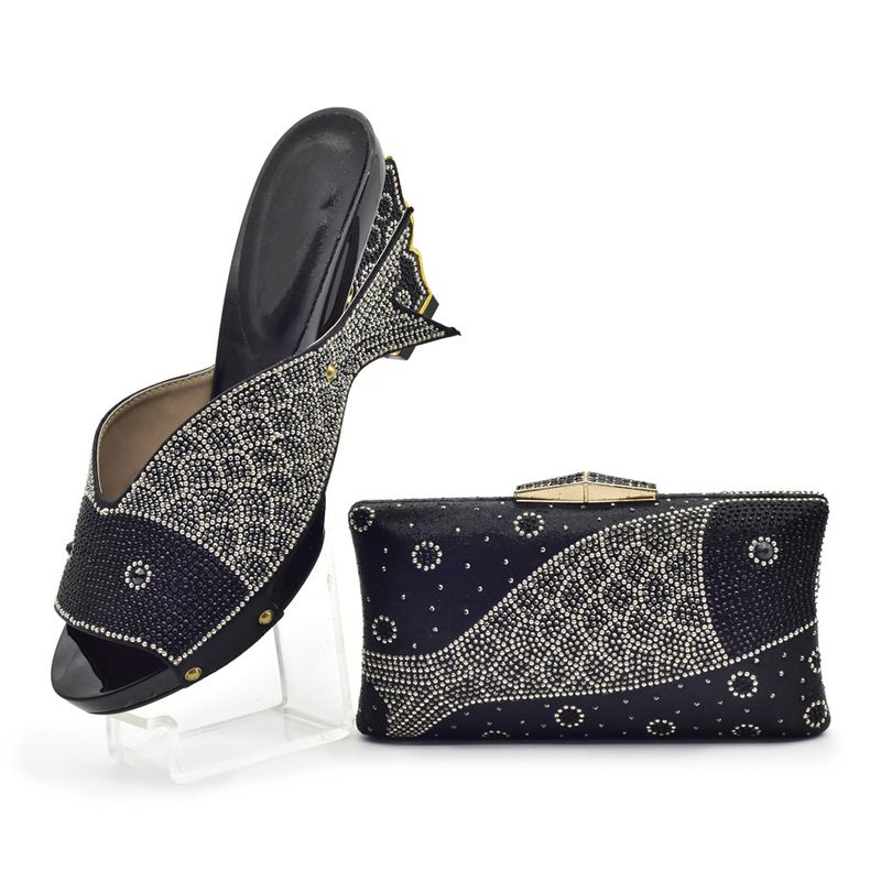 Row drill carp pattern all-in-one round head casual high heels fashion wear sandals with handbag suit_voghion.com